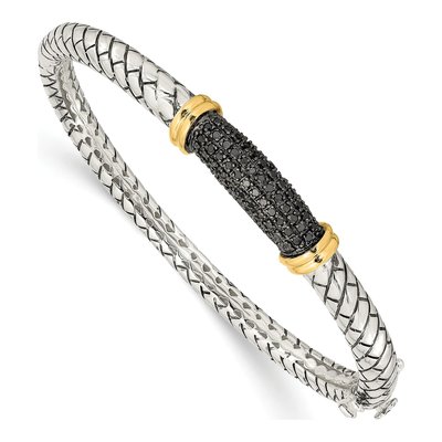 Sterling Silver & 14K Gold 1/5 ct tw Diamond Bangle Bracelet
