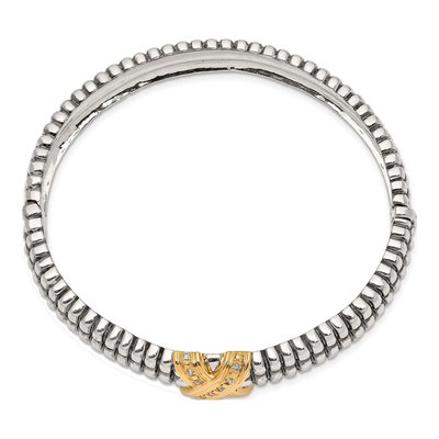 Sterling Silver & 14K Gold 1/15 ct tw Diamond Bangle Bracelet – view 2