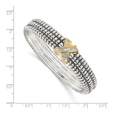 Sterling Silver & 14K Gold 1/15 ct tw Diamond Bangle Bracelet – view 3