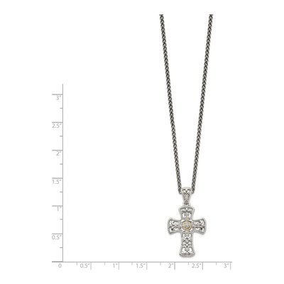 Sterling Silver & 14K Gold 1/20 ct tw Diamond Cross Pendant Necklace – view 4