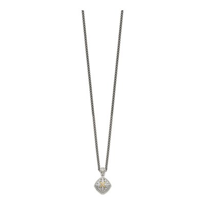 Sterling Silver & 14K Gold 1/20 ct tw Diamond Pendant Necklace – view 3