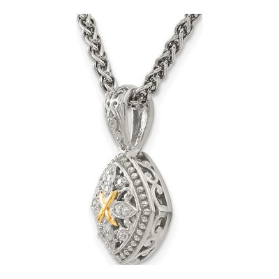 Sterling Silver & 14K Gold 1/20 ct tw Diamond Pendant Necklace – view 6