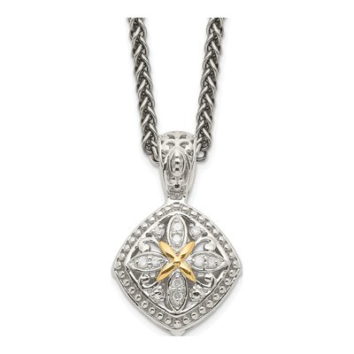 Sterling Silver & 14K Gold 1/20 ct tw Diamond Pendant Necklace