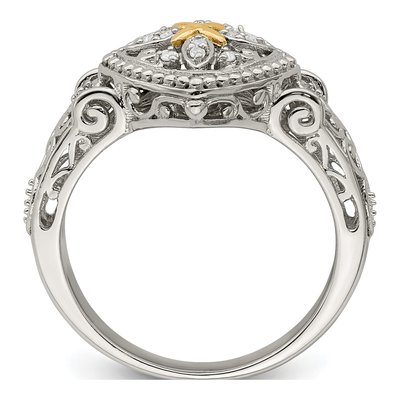 Sterling Silver & 14K Gold 1/20 ct tw Diamond Ring – view 3