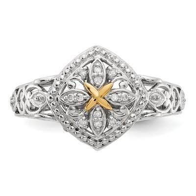 Sterling Silver & 14K Gold 1/20 ct tw Diamond Ring – view 6