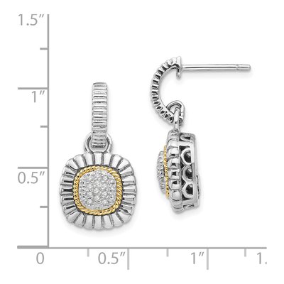 Sterling Silver & 14K Gold 1/8 ct tw Diamond Dangle Earrings – view 5