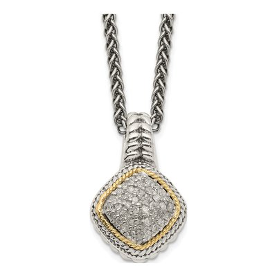 Sterling Silver & 14K Gold 1/5 ct tw Diamond Pendant Necklace