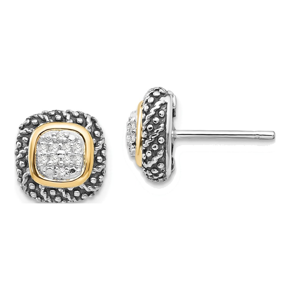 Shey Couture Sterling Silver Diamond Button Earrings