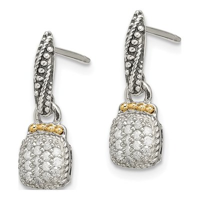 Sterling Silver & 14K Gold 0.19 ct tw Diamond Dangle Earrings – view 3