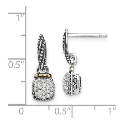 Sterling Silver & 14K Gold 0.19 ct tw Diamond Dangle Earrings – view 5