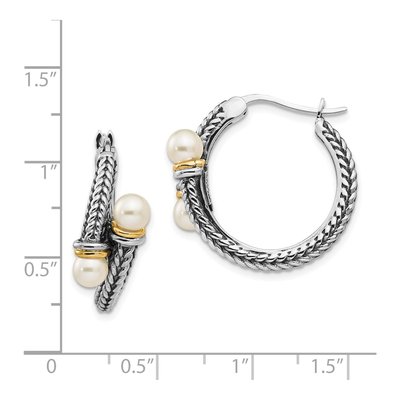 Sterling Silver & 14K Gold 25mm Freshwater Cultured Pearl Hoop Earrings – view 5