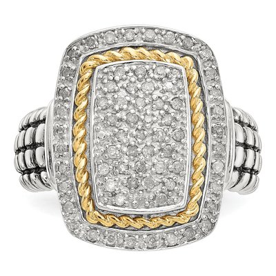 Sterling Silver & 14K Gold 1/4 ct tw Diamond Ring – view 6