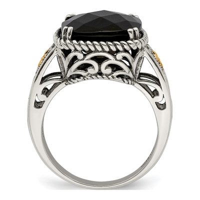 Sterling Silver & 14K Gold Onyx Ring – view 3