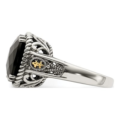 Sterling Silver & 14K Gold Onyx Ring – view 4
