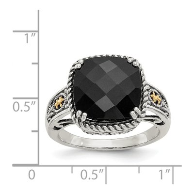 Sterling Silver & 14K Gold Onyx Ring – view 5