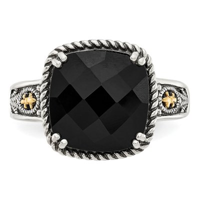 Sterling Silver & 14K Gold Onyx Ring – view 6