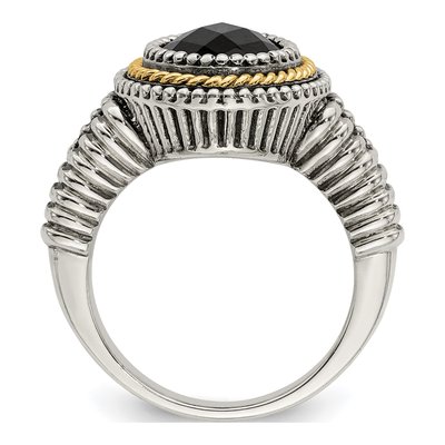 Sterling Silver & 14K Gold Onyx Checkerboard Ring – view 3