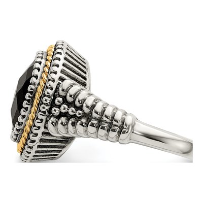 Sterling Silver & 14K Gold Onyx Checkerboard Ring – view 4