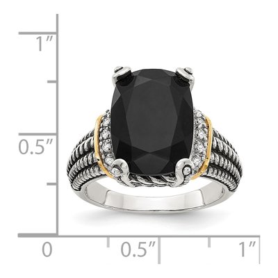 Sterling Silver & 14K Gold 1/10 ct tw Onyx & Diamond Ring – view 5