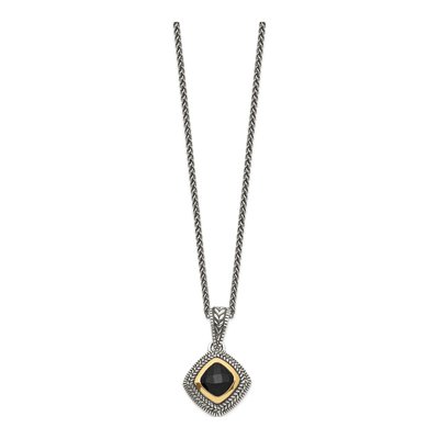 Sterling Silver & 14K Gold Onyx Pendant Necklace – view 3
