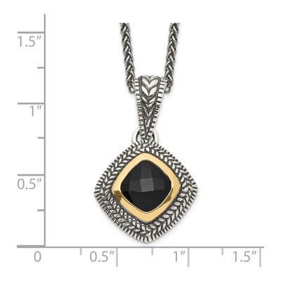 Sterling Silver & 14K Gold Onyx Pendant Necklace – view 4