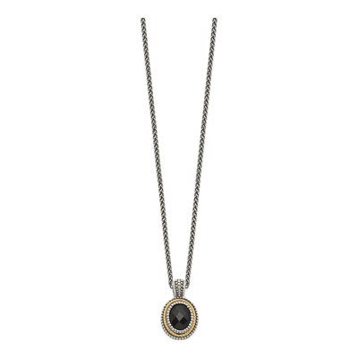 Sterling Silver & 14K Gold Onyx Pendant Necklace – view 2