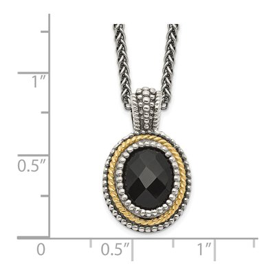 Sterling Silver & 14K Gold Onyx Pendant Necklace – view 3