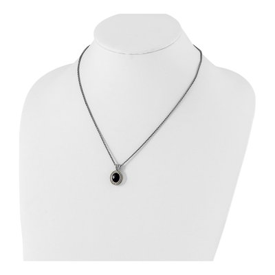 Sterling Silver & 14K Gold Onyx Pendant Necklace – view 4