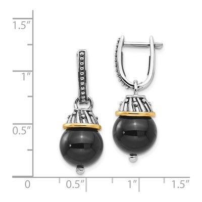 Sterling Silver & 14K Gold Onyx Dangle Earrings – view 5