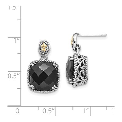 Sterling Silver & 14K Gold Onyx Dangle Earrings – view 5