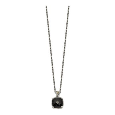 Sterling Silver & 14K Gold Onyx Pendant Necklace – view 3