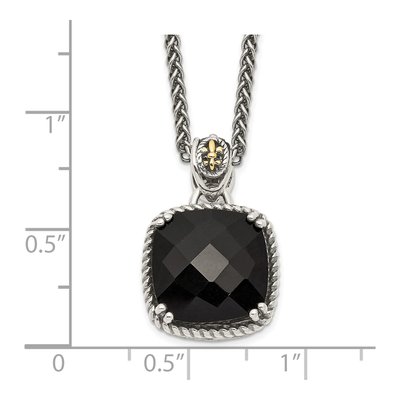Sterling Silver & 14K Gold Onyx Pendant Necklace – view 4