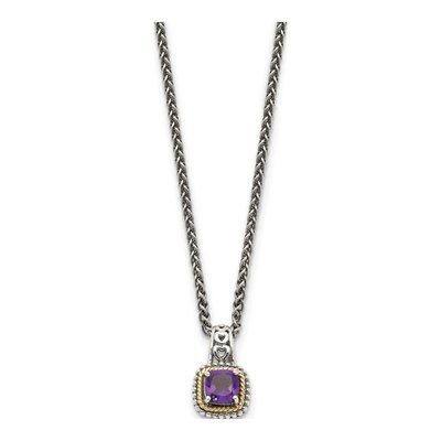 Sterling Silver & 14K Gold Amethyst Pendant Necklace – view 3