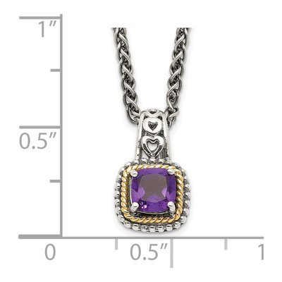 Sterling Silver & 14K Gold Amethyst Pendant Necklace – view 4