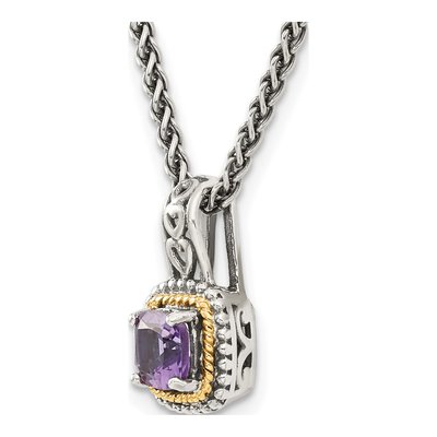 Sterling Silver & 14K Gold Amethyst Pendant Necklace – view 6