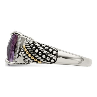 Sterling Silver & 14K Gold 1/20 ct tw Amethyst & Diamond Ring – view 4