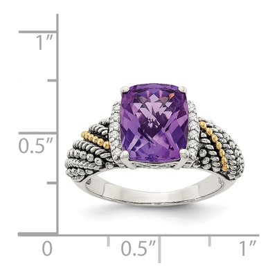Sterling Silver & 14K Gold 1/20 ct tw Amethyst & Diamond Ring – view 5
