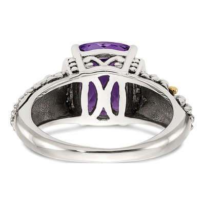 Sterling Silver & 14K Gold 1/20 ct tw Amethyst & Diamond Ring – view 7