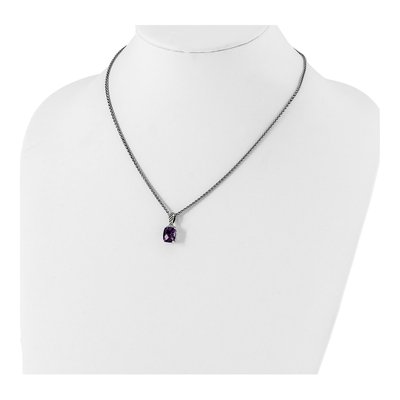 Sterling Silver & 14K Gold Amethyst & Diamond Pendant Necklace – view 5
