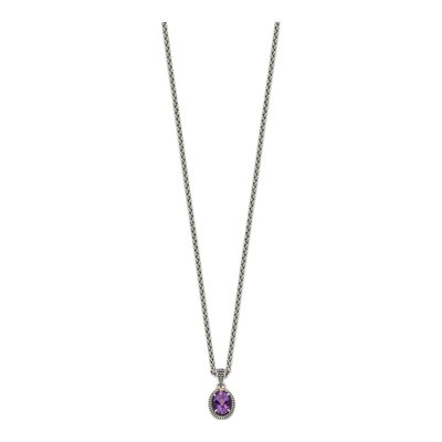Sterling Silver & 14K Gold Amethyst Pendant Necklace – view 3