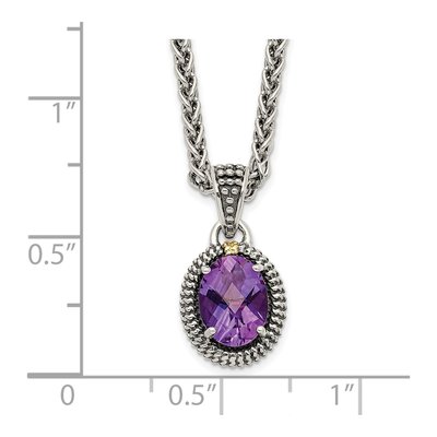 Sterling Silver & 14K Gold Amethyst Pendant Necklace – view 4