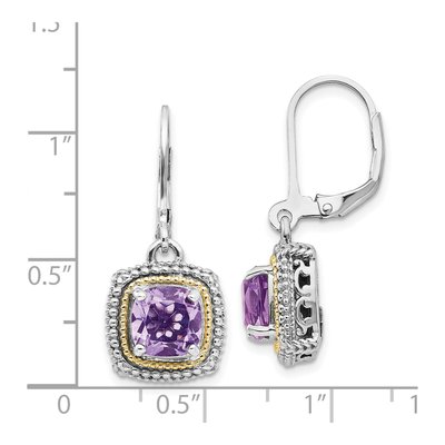 Sterling Silver & 14K Gold Amethyst Leverback Earrings – view 5