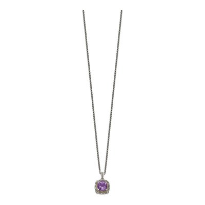 Sterling Silver & 14K Gold Amethyst Pendant Necklace – view 3
