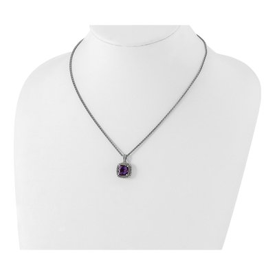 Sterling Silver & 14K Gold Amethyst Pendant Necklace – view 5