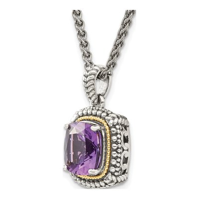 Sterling Silver & 14K Gold Amethyst Pendant Necklace – view 6