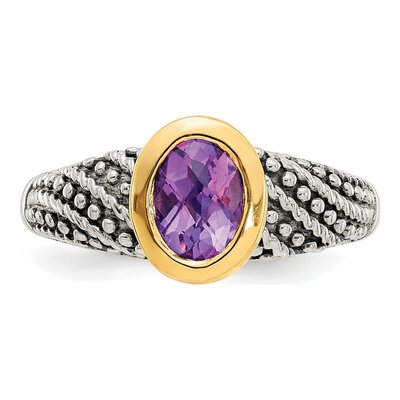 Sterling Silver & 14K Gold Amethyst Ring – view 6