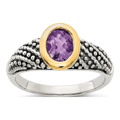 Sterling Silver & 14K Gold Amethyst Ring