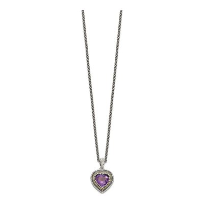 Sterling Silver & 14K Gold Amethyst Heart Pendant Necklace – view 3