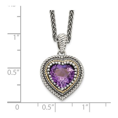 Sterling Silver & 14K Gold Amethyst Heart Pendant Necklace – view 4