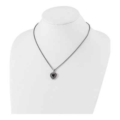 Sterling Silver & 14K Gold Amethyst Heart Pendant Necklace – view 5